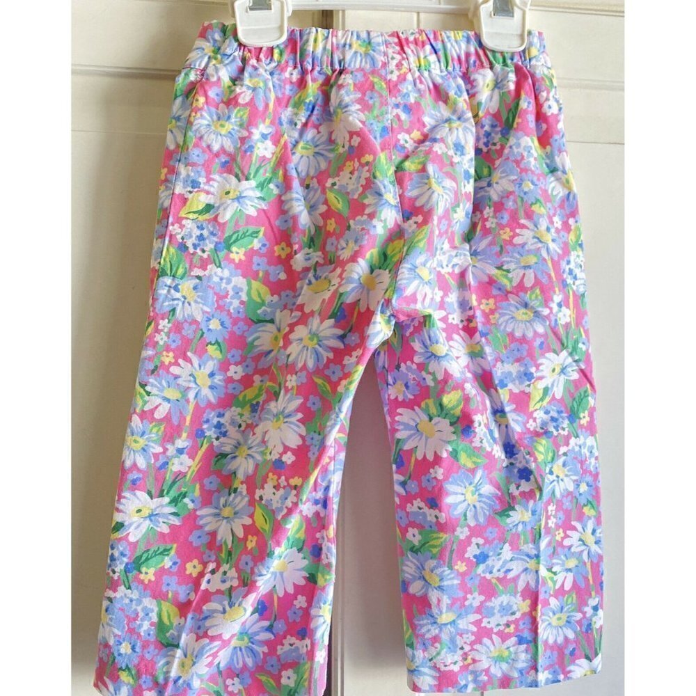 Hartstrings Girl’s Capri Pant Pink‎ Blue White Floral Sz 3T - Picture 2 of 6